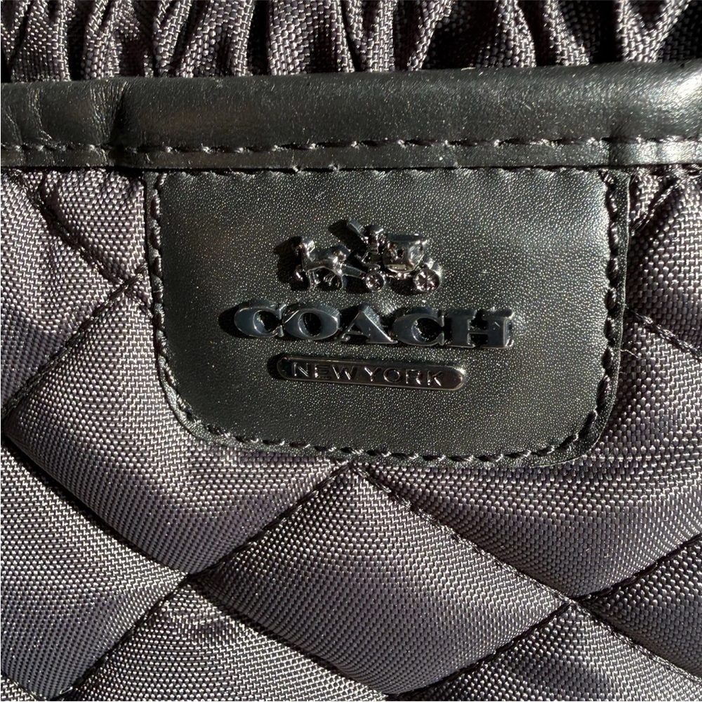 Coach Quilted Drawstring Mid-Calf Snow Boot Black Leather Nylon Women’s Outdoor - Picture 5 of 7